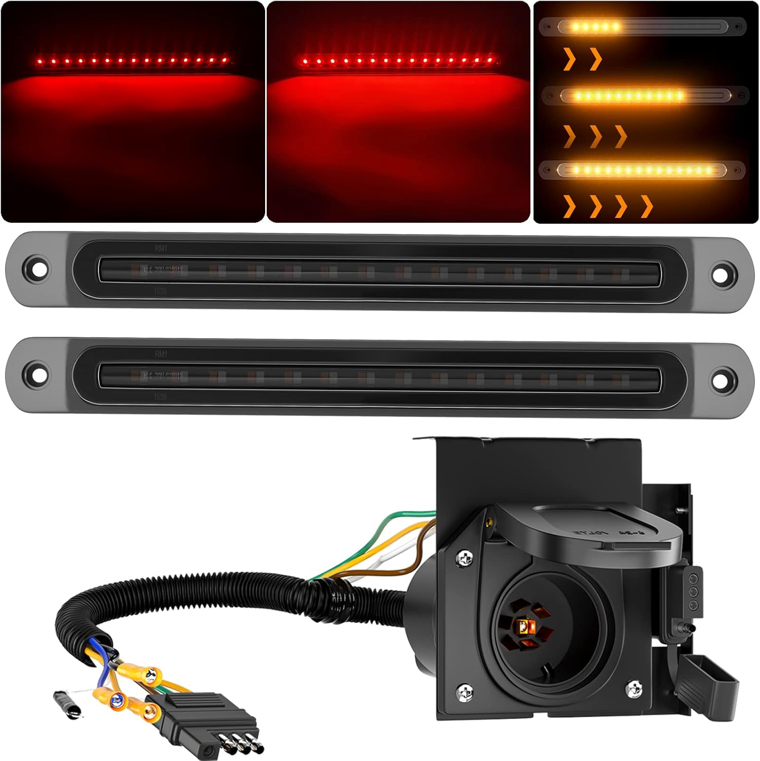 BJZ 10'' LED Trailer Tail Lights Bar Red Brake Stop Light