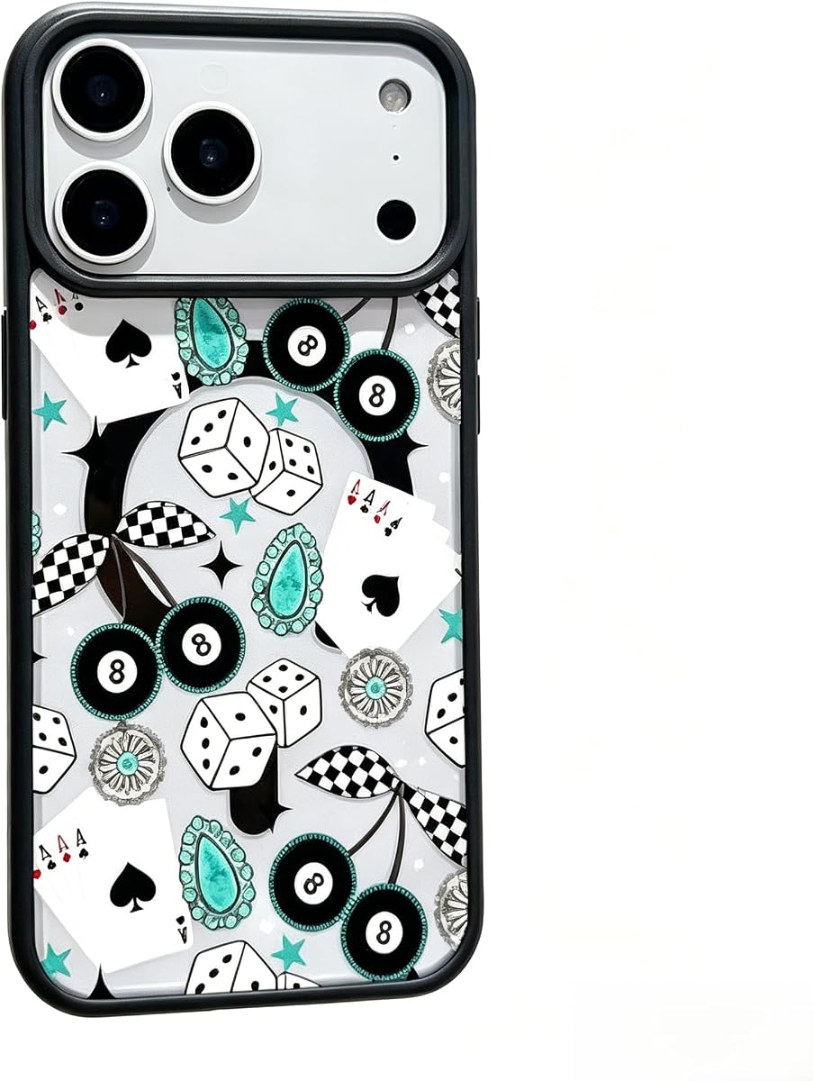 Western Cherry Cards - Funda para teléfono compatible con iPhone 17 Pro 16 15 14 13 12, funda protectora magnética delgada a prueba de golpes, color negro: iPhone 15 Pro Max