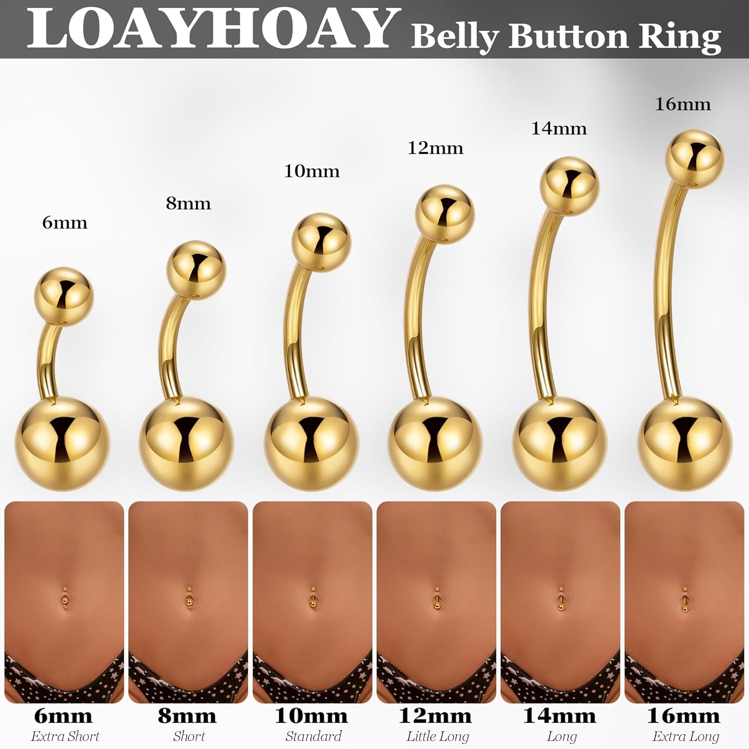 14G G23 Pure Titanium Belly Button Rings for Women Internally Threaded Curved Belly Rings Barbell Navel Rings Hypoallergenic Belly Piercing Jewelry 6-16mm - Image 3