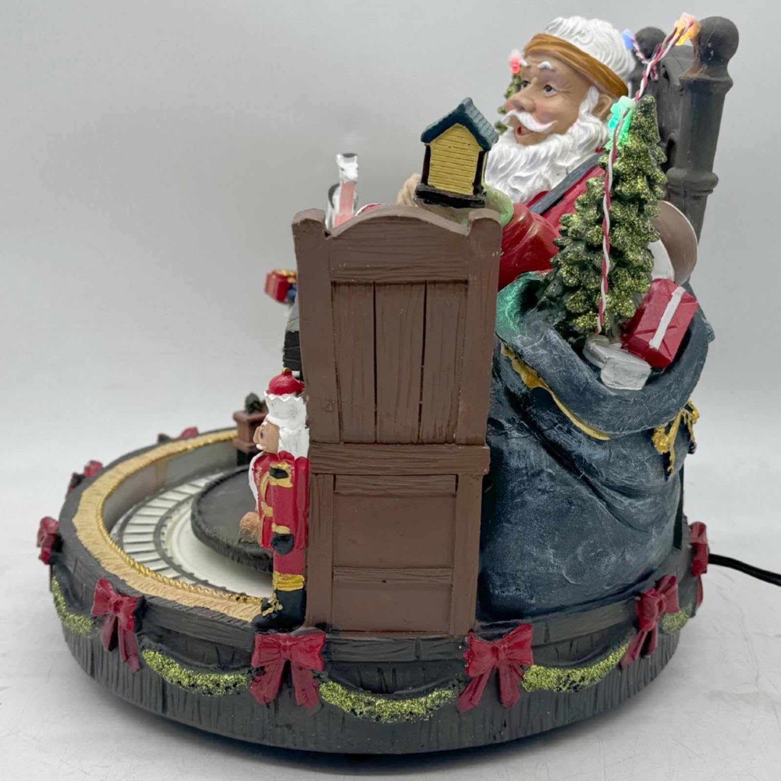 Caja Musical navideña con Tren Giratorio de Resina, eléctrica, única, para Escritorio, Regalo de para Interiores con Luces LED.