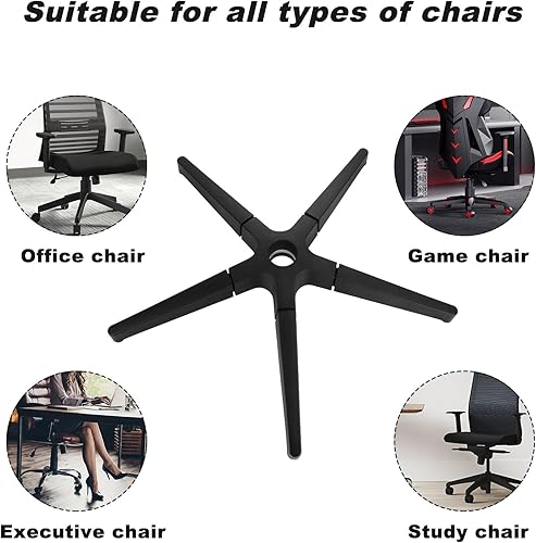 Miniatura 7 de Piezas de repuesto resistentes para base de silla de oficina, capacidad de soportar 2200 libras, base de silla de escritorio de 28 pulgadas, metal,