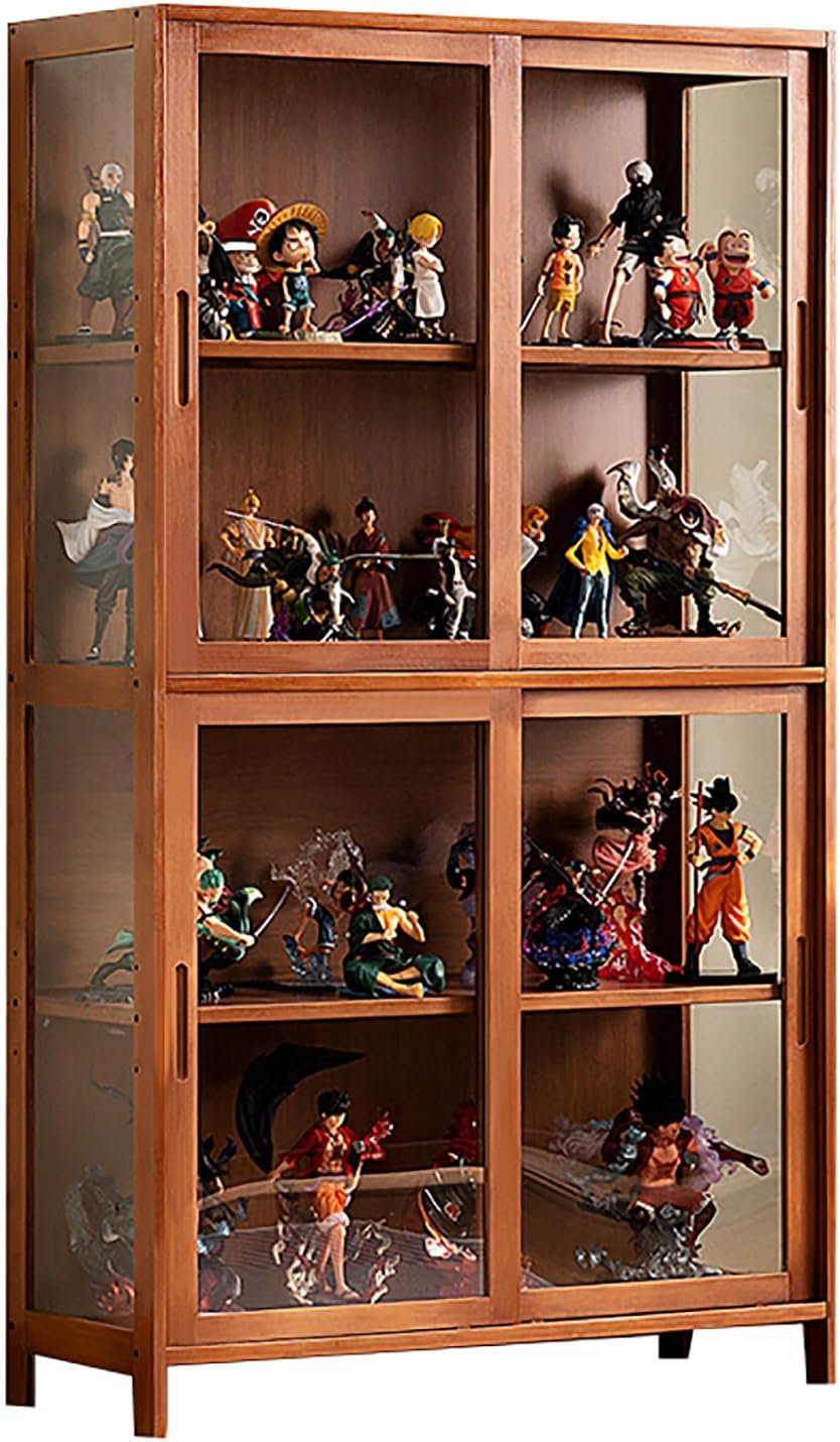 Display Cabinet, Glass Display Cabinet, Width: 80CM Showcase Storage Box Locker, Floor Height: 140/170CM, Cabinet Doors can be Flipped and hovered, Easy to Clean (Color : C, Size : 170CM)