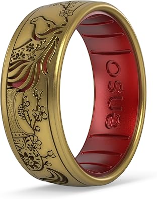 Enso Rings Dualtone Silicone Ring - Comfortable and Flexible Design - 7.9mm Wide, 2.18mm Thick - Year of the Horse