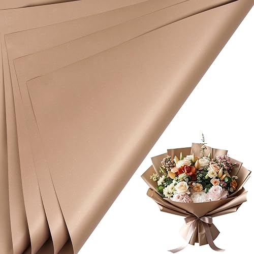LeZakaa 20 Sheets Flower Wrapping Paper - Waterproof Reversible Floral