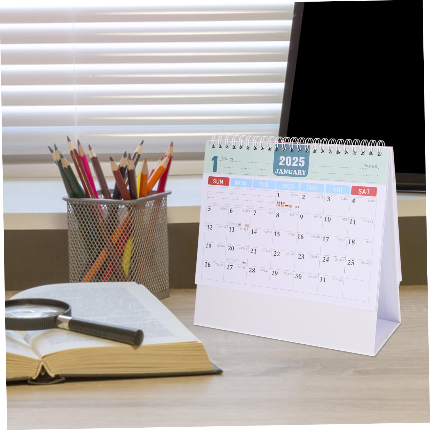VILLCASE 5stücke Tischkalender Für Büro Und Zuhause Extra Große Stehende Monatsübersicht Mit Stabiler Metallbindung Für Planung Und Organisation