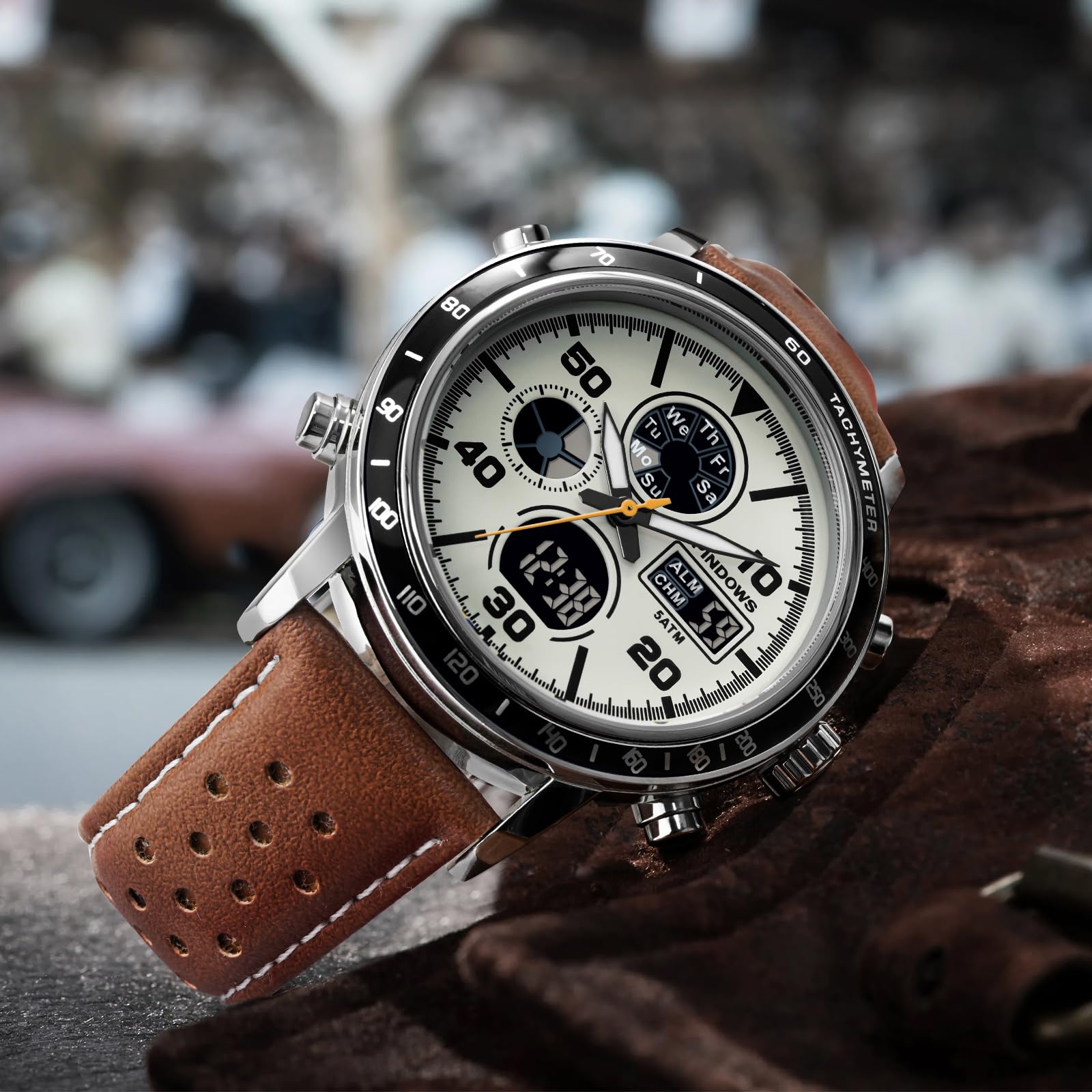 PINDOWS Orologi da uomo, militari, digitali, analogico, al quarzo, impermeabile, sportivo, tattico, multifunzione, resistente, per attività all'aperto