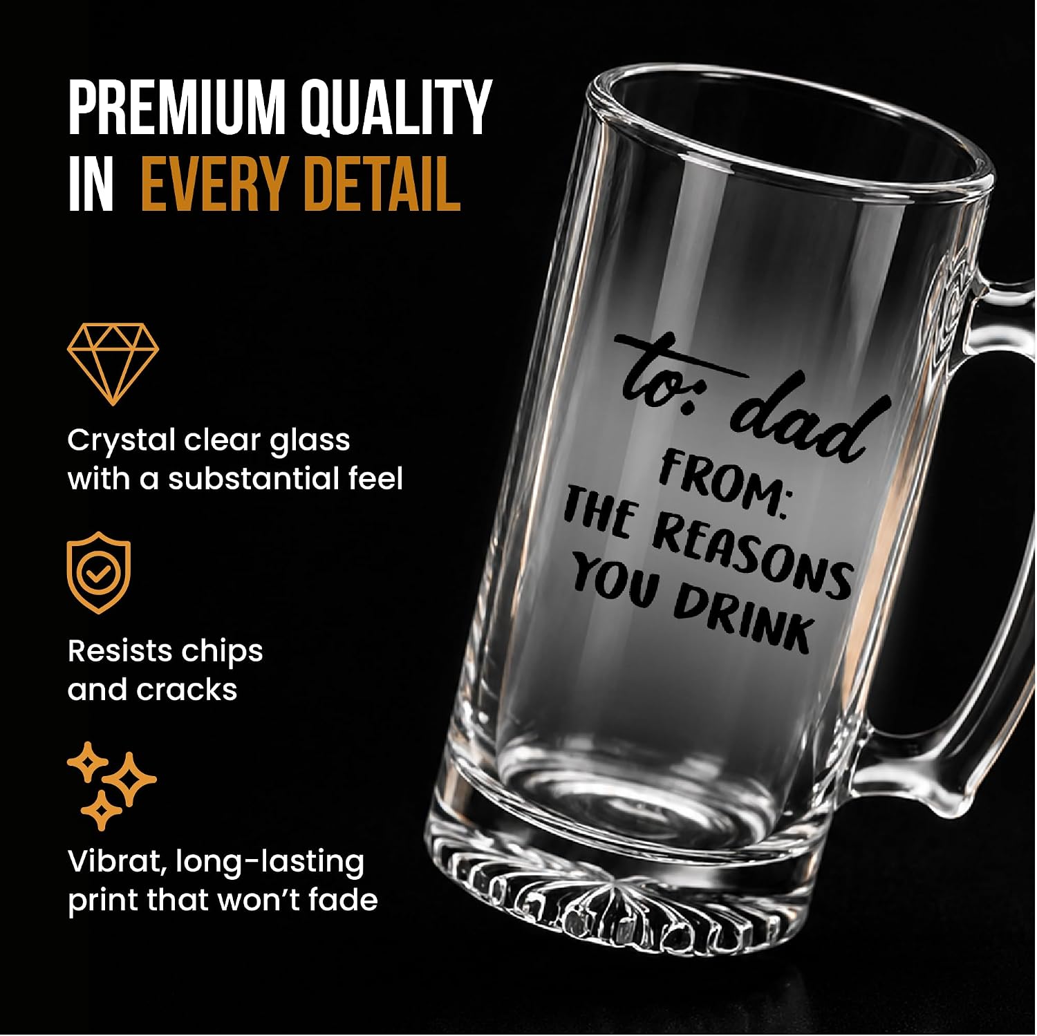 Your Dream Party Shop To Dad From the Reasons You Drink Beer Glass Mug 16 Oz - Funny Dad Gifts, Birthday Gift for Dads, Novelty Drinkware for Papa, Humorous Glass for Fathers Day