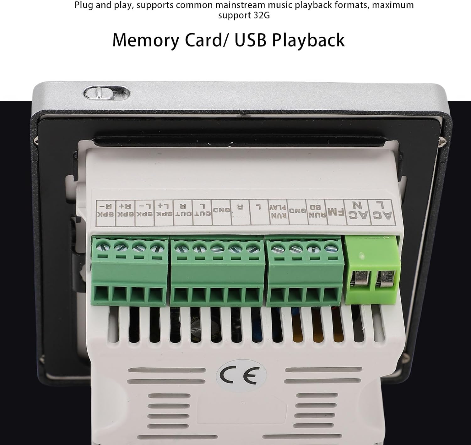 PUSOKEI Wall Mount Music Amplifier, 2.8 inch Smart Ceiling Speaker Background Music Controller with HD Touch Screen, Bluetooth, FM Radio, Timer and Multi Format Support