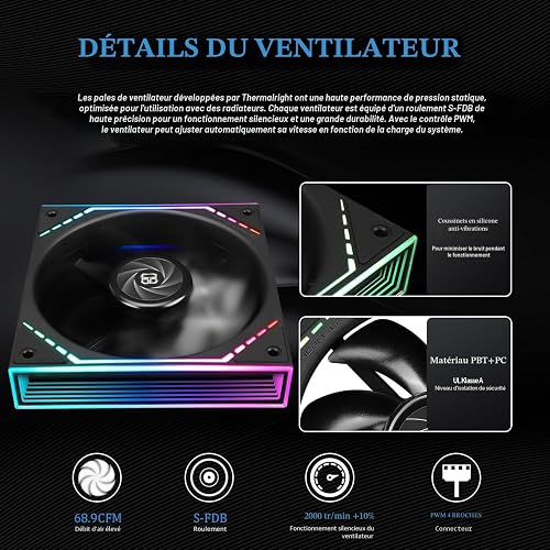 Thermalright Frozen Infinity 360 BLACK Dissipatore ad acqua per CPU, Raffreddatore CPU AIO 360, Triple ventole PWM TL-M12, Dissipatore CPU a specchio infinito, per AM4/AM5, Intel LGA1851/1700/115x - 4