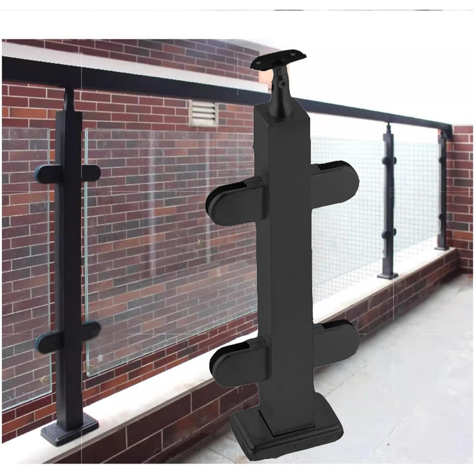 Système de Garde-Corps en Verre pour Balcon avec Poteau Acier Inoxydable 125 cm Robust