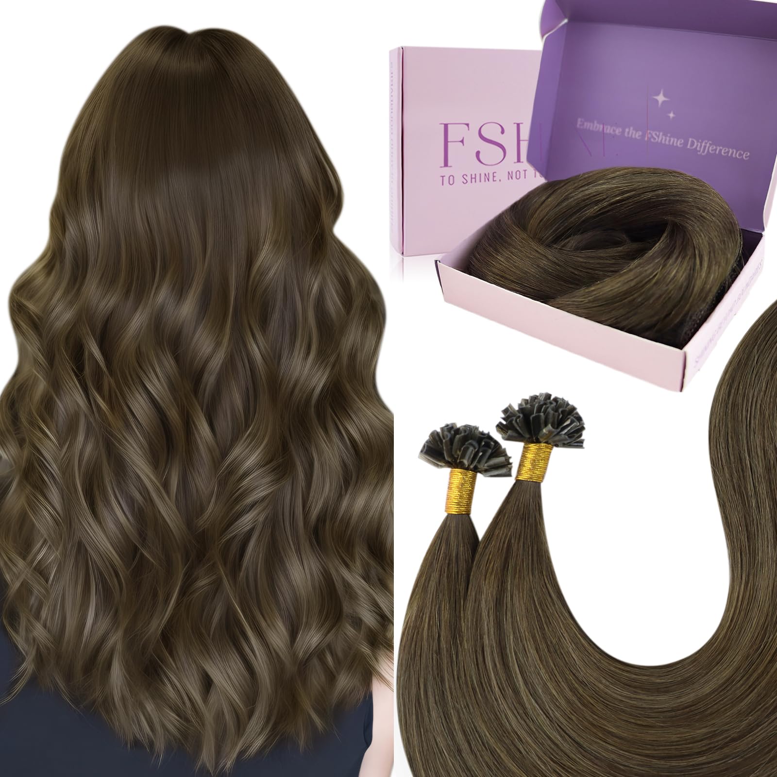 Fshine Extensions Echthaar, Natürliches Volumen, Weich Haarverlängerungen
