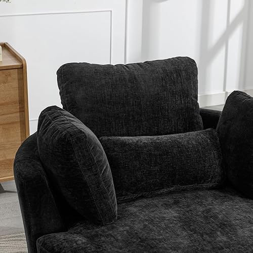 Miniatura 7 de Setawix Silla giratoria de barril de 42.2 pulgadas de ancho, sofá giratorio con almohadas, sofá redondo giratorio de 360 grados, moderno sillón de