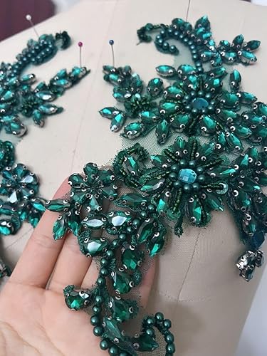 Vista 21 de Disfraces de costura, parches y apliques de encaje, adorno de decoración de pecho con cristales acrílicos de cristal, diamantes de imitación