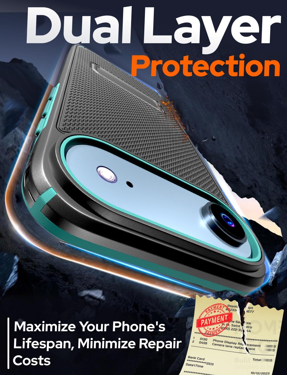 Designed for iPhone 17 Air Case with Belt Clip Holster - Compatible with MagSafe Magnetic Heavy Duty Phone Cover with Kickstand - Black&Green