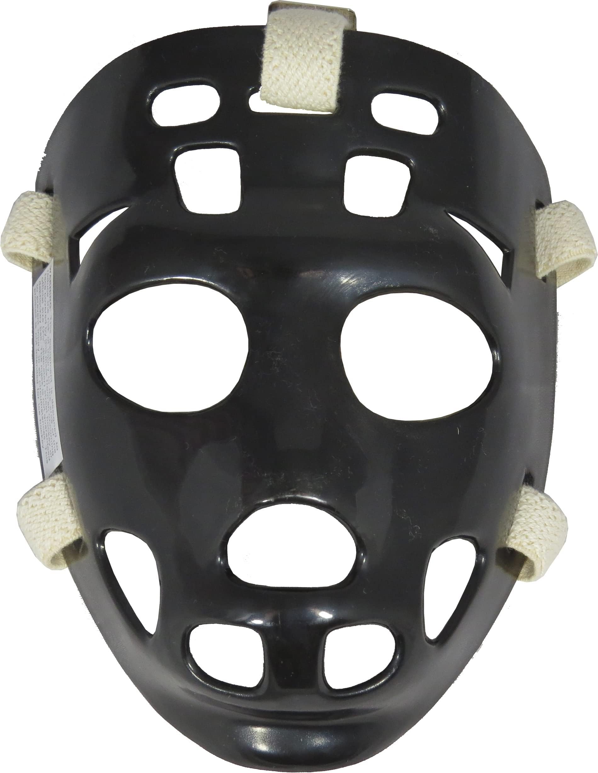 MyLec Pro Goalie Mask, High-Impact Plastic, Hockey Helmet Ventilation Holes & Adjustable Elastic Straps, Secure Fit, Halloween Mask (Black, Small)