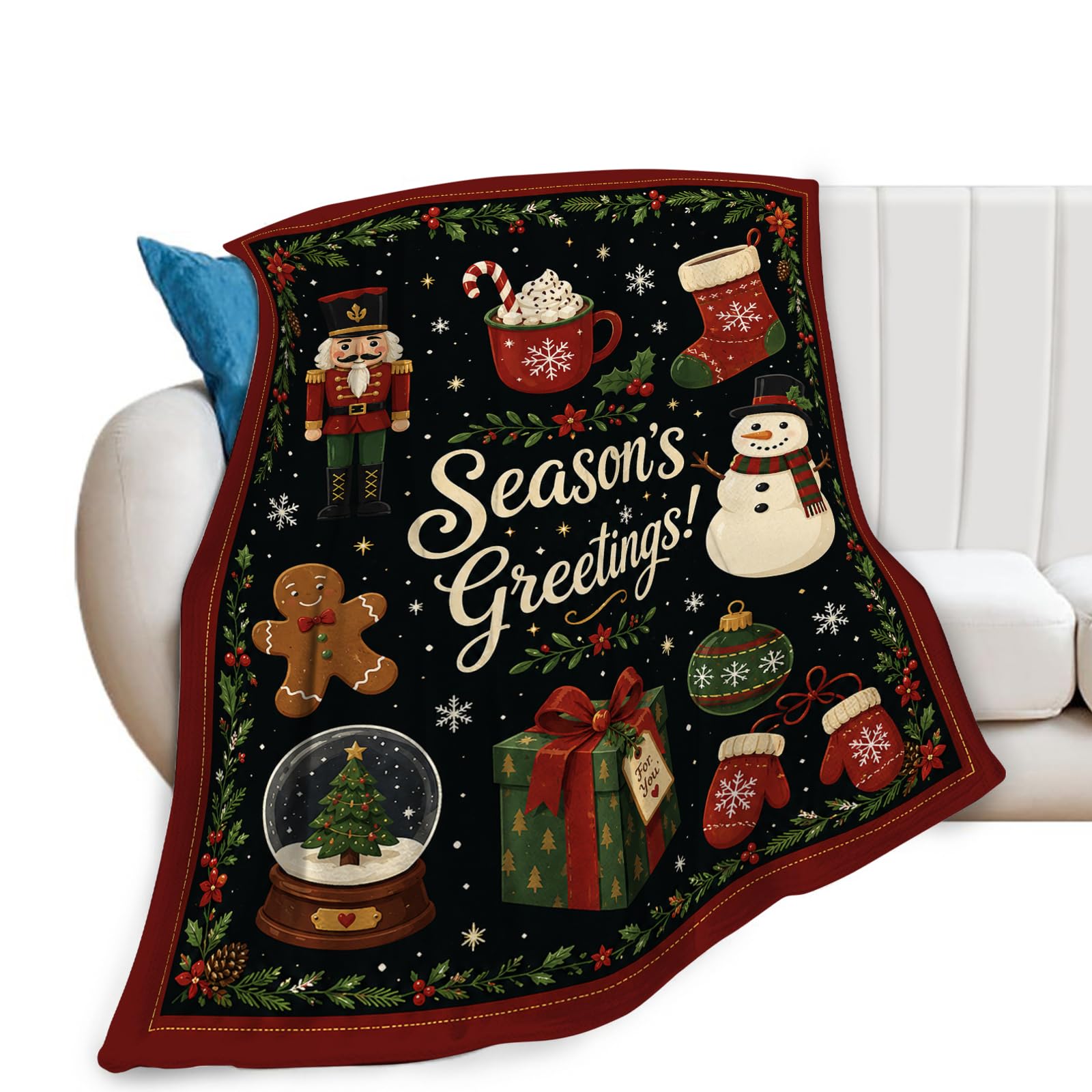 wsradto Christmas Blankets, Holiday Throw Blanket, Snowman Gifts, 40"X50"