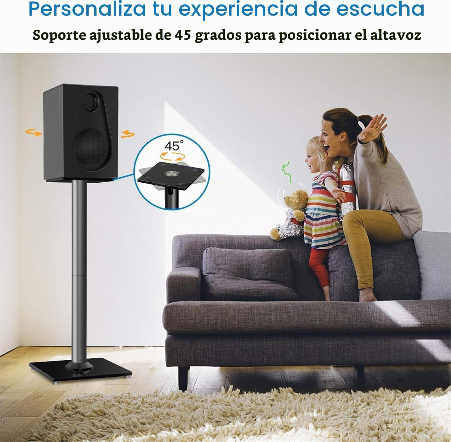 PERLESMITH Soportes universales para Altavoces de Suelo de 28 Pulgadas para Sonido Envolvente, Klipsch, Sony, Edifier, Yamaha, Polk y Otros Altavoces de estantería de hasta 22 Libras – 1 par