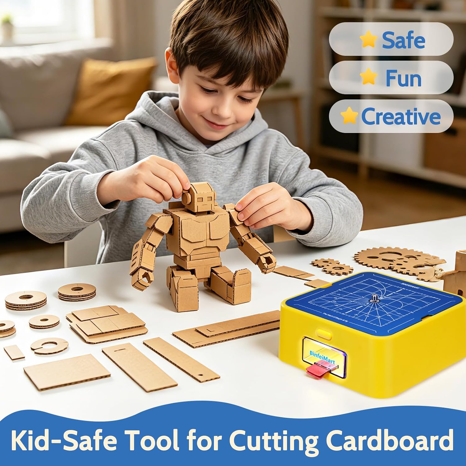 Children’s Safe Cardboard Cutter | Eco-Friendly DIY Upcycling Tool | Safe Bladeless Knife for Kids’ Art, Crafts, Building Projects & Classroom Learning