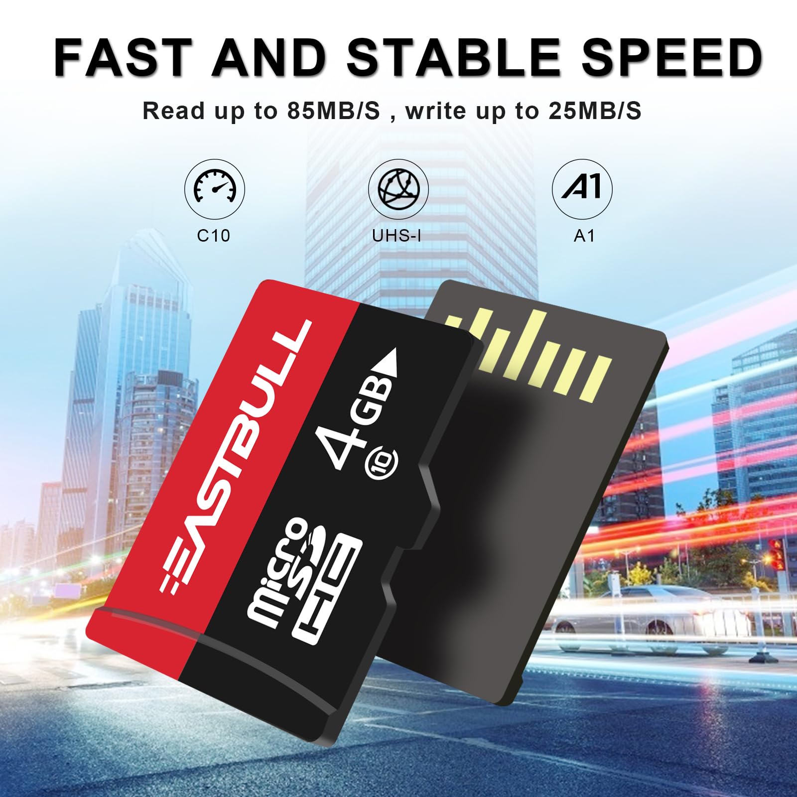 EASTBULL 4GB 10er Pack Micro SD Karten, 4GB SD Karten Pack Full HD Video 90MB/s UHS-I U1 Micro SDHC Klasse 10 für Überwachungs-Sicherheitskamera (10 Einheiten und 2 Adapter)