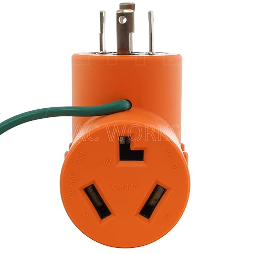 Miniatura 4 de AC WORKS ADL14301030 Enchufe del generador de 4 clavijas L14-30P 30A a salida de secadora de 3 clavijas 10-30R