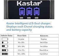 Vista 2 de Kastar - Cargador de batería con pantalla LCD triple USB compatible con cámara deportiva EHANG GHOSTDRONE 2.0 RC Quadcopter, EHANG GSC-200K