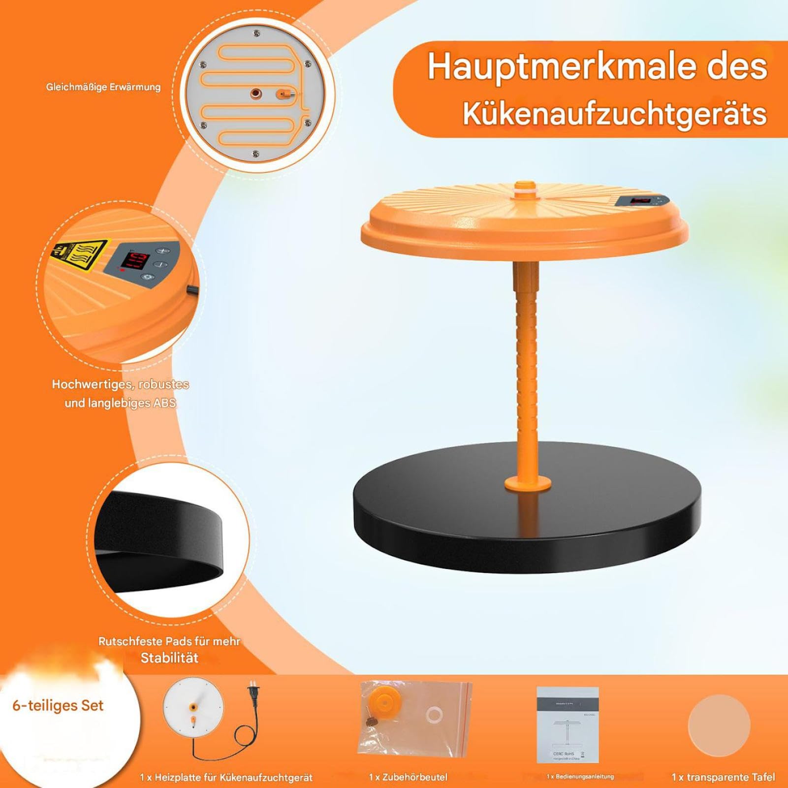 Incovatrice con calore radiante – Stazione di riscaldamento ad alta efficienza energetica, base rettile a temperatura costante, peso stabile 1130 g + superficie facile da pulire, sinthe polimerico