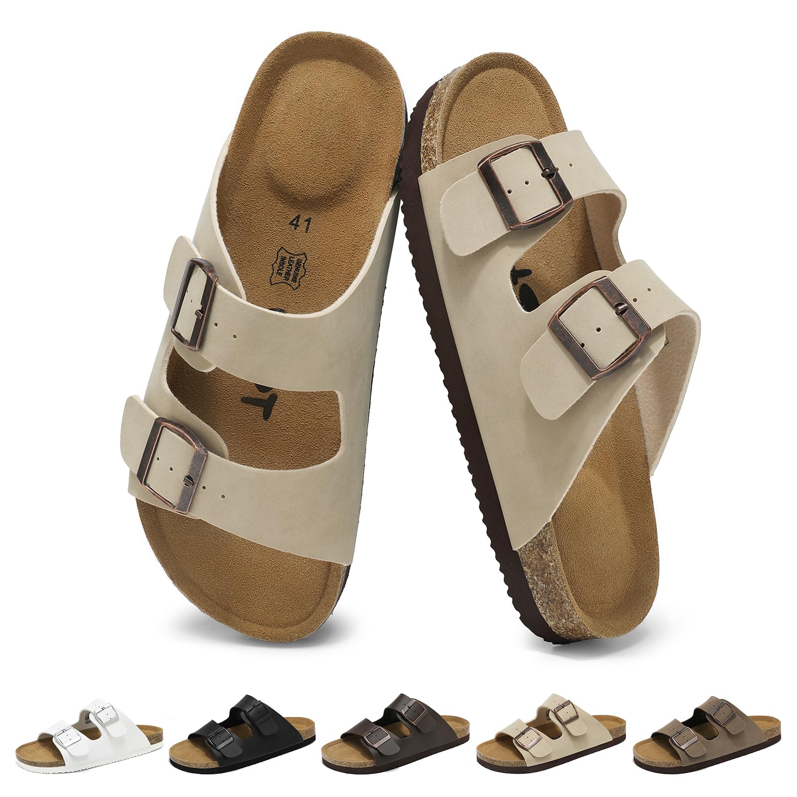 Wizshoe Sabot Sandali Uomo Ciabatte e Pantofole Comode con Plantare in Sughero Cinturini Regolabili Antiscivolo per Casa Giardino Interno Esterno 41–46 EU