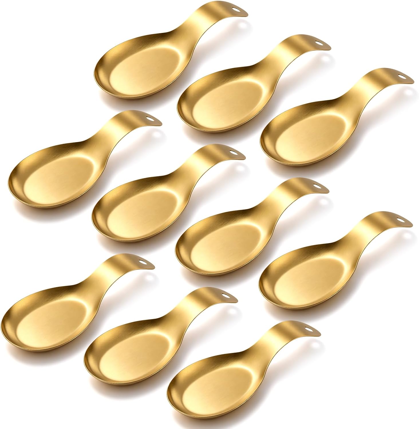 Waydress 10 Pcs Gold Spoon Rest, Large Stainless Steel Spoon Utensil Holder