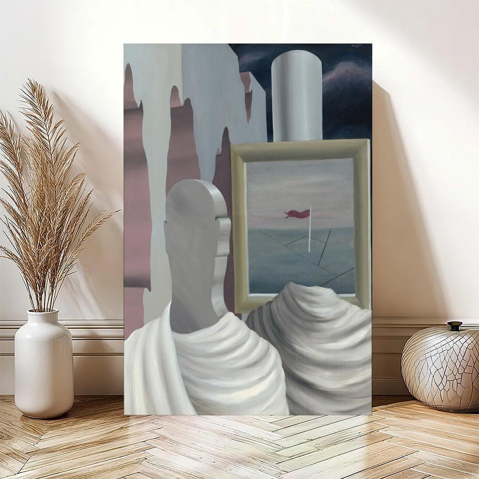 WCYB Le Chevalier Du Couchant autorstwa Rene Magritte Surrealism Wydruki Plakaty na Płótnie Deco Obrazy Ścienne Sztuka Do Biura Rama 30,5 cm L X 45,7 cm W