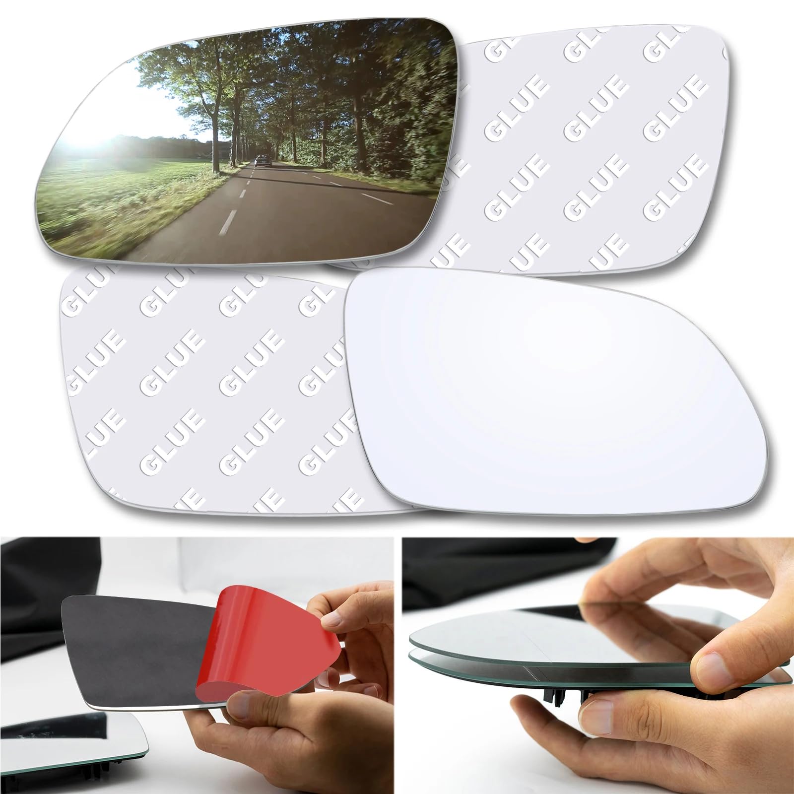 ELNas Cristal Espejo Retrovisor Calefactable para VW Polo Mk4 9N3 Facelift 2005-2009 | Vidrio Lateral Gran Angular | Antivaho y Antideslumbrante | Repuesto Retrovisor,Right