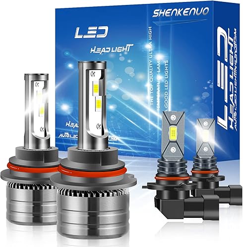 SHENKENUO Fit For DODGE RAM 1500 2500 3500 2003-2005 9007 HighLow Beam LED Bulbs 9006 LED Fog Light Bulbs6500K Cool White Plug and PlayPack of 4
