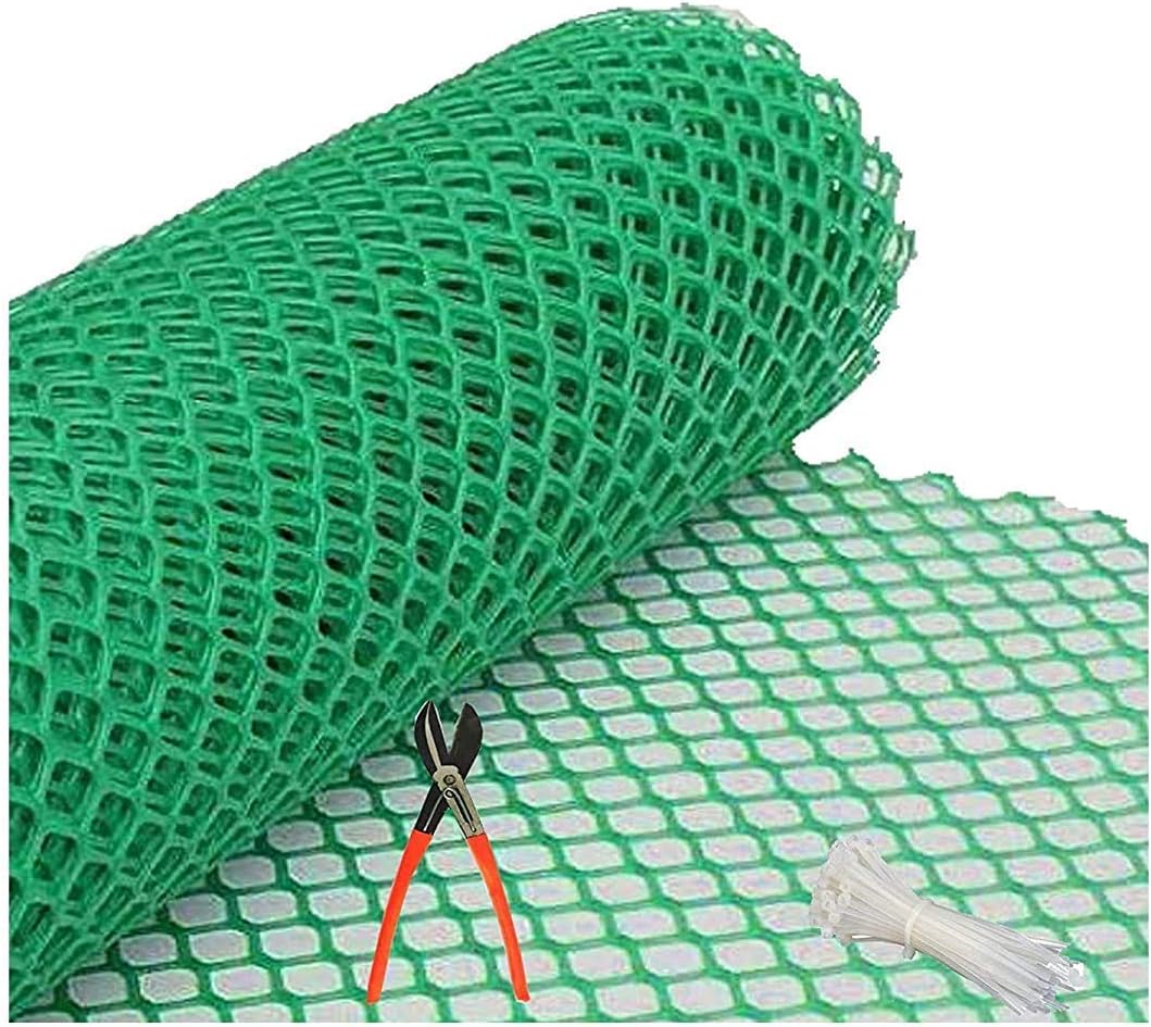 UR LITTLE SHOP UV Stabilized Anti Bird Net_Tree Guard Net_Garden Fencing Net PVC Virgin HDPE_4 Feet Height X 15 Feet Length_Green_800 GSM_with 1 Cutter & 100 PVC Tags ULSB3,4 X 15 FEET(ULSSBVCP5_3)