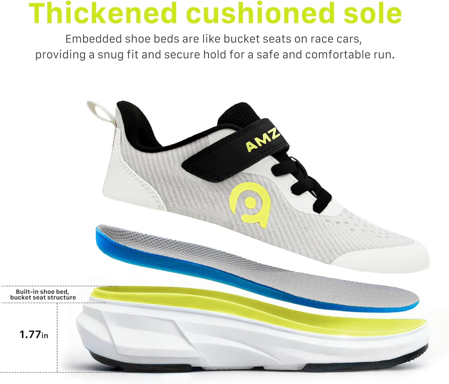 AMZZPIK Little/Big Kids Wide Toe Box Sneakers Zero-Drop Slip-On with Hook and Loop Lightweight Breathable & Soft Athletic Shoes for Boys and Girls - Image 6