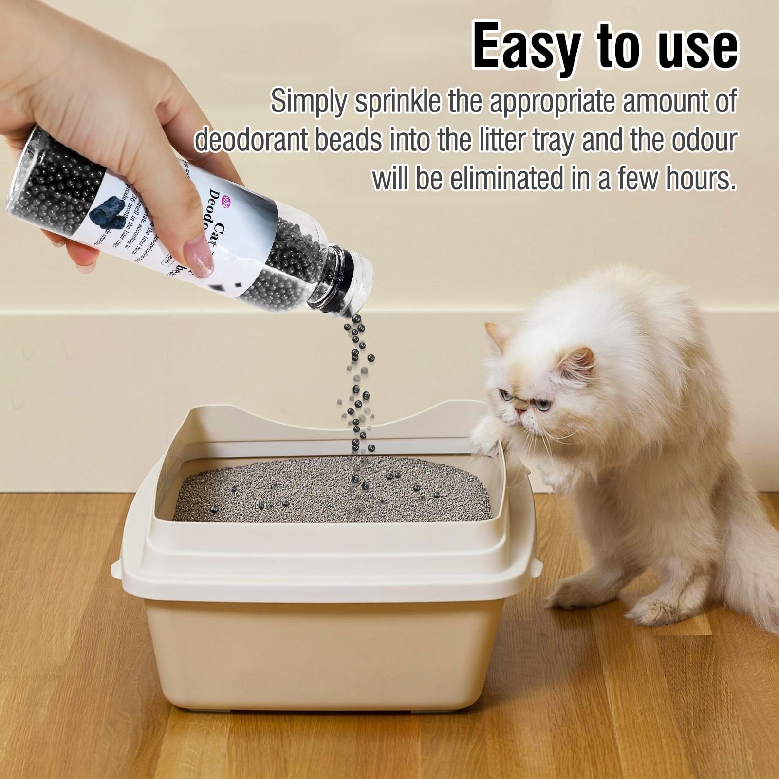 Caja de arena para gatos, desodorante con cuentas | Caja de arena para gatos con cristales desodorantes | Elimina el olor del gato, neutraliza el olor, 8.5 onzas (2 piezas)