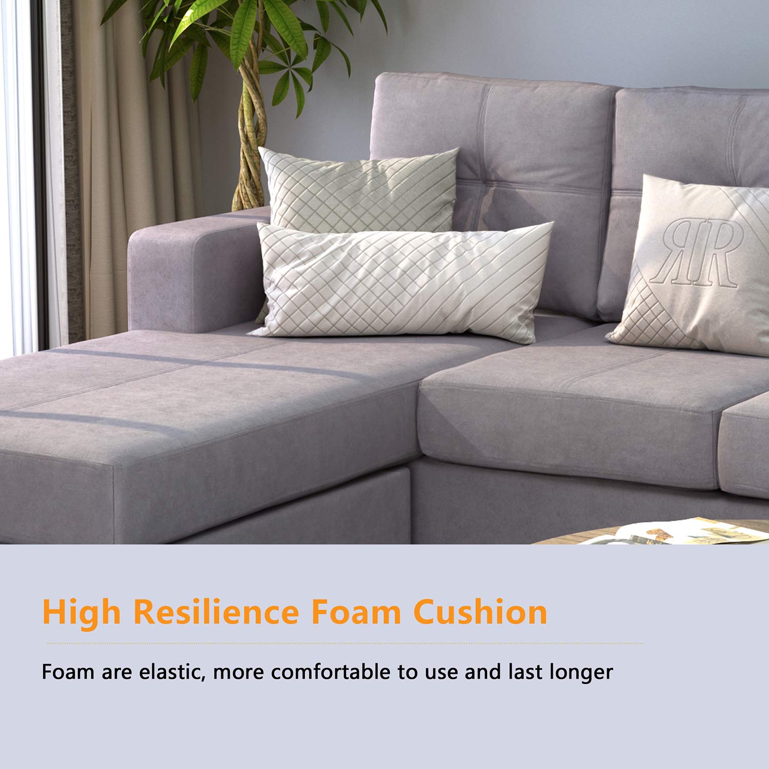 Convertible Sectional Sofa Couch Reversible Left or Right Hand LShape