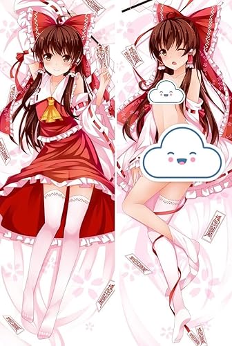 Touhou Project - Funda de almohada con diseño de piel de durazno (59.1 in x 19.7 in), diseño de anime (Hakurei Reimu)