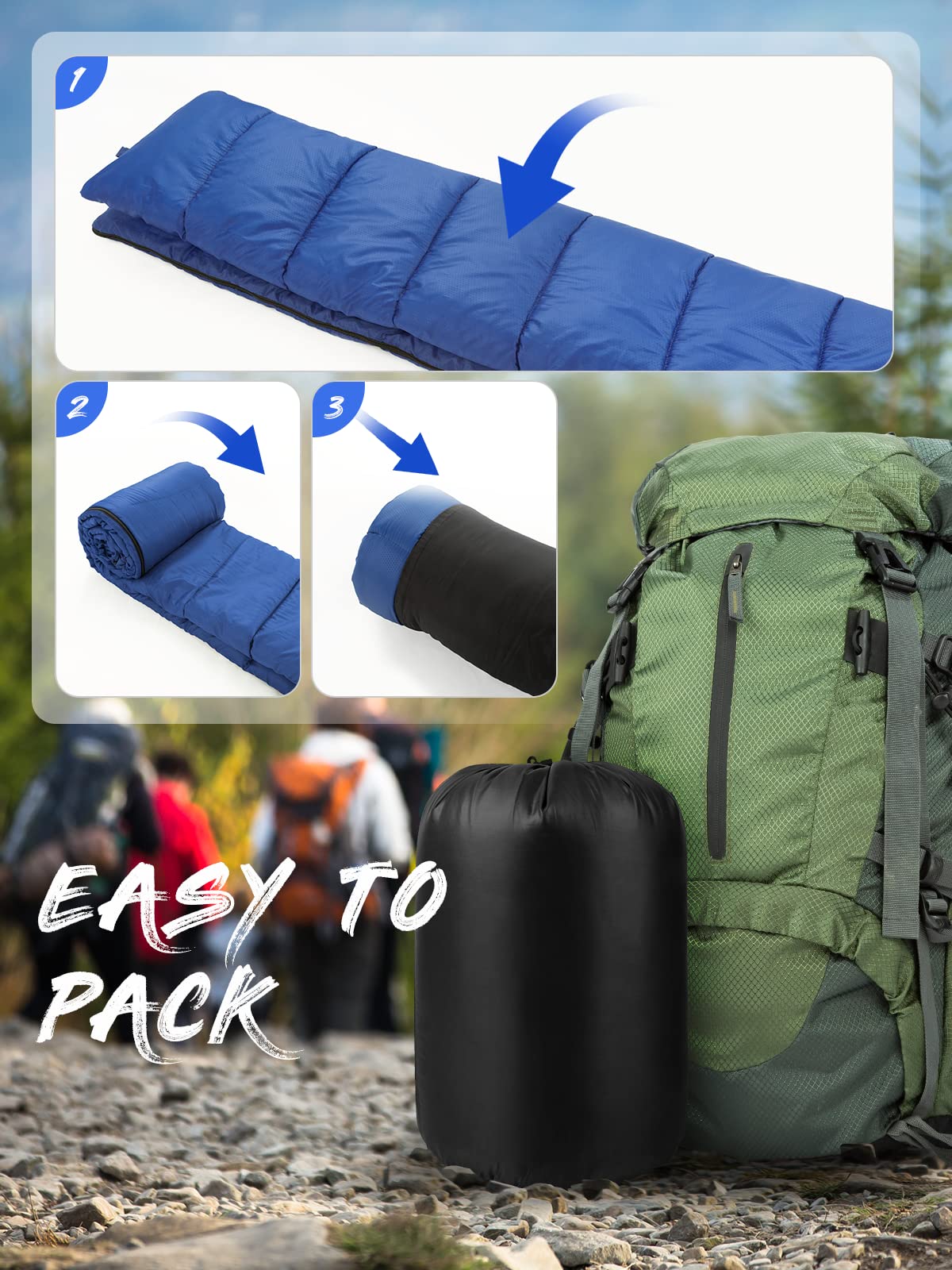 Sac de Couchage Grand Froid Rectangulaire 3-4 Saisons, -5°C- 20°C Sac de Couchage Adulte Ultra-léger et Peu encombrant pour Camping Hiking Trekking Randonnée Extérieur Sac de Couchage Grand Froid Rectangulaire 3-4 Saisons, -5°C- 20°C Sac de Couchage Adulte Ultra-léger et Peu encombrant pour Camping Hiking Trekking Randonnée Extérieur