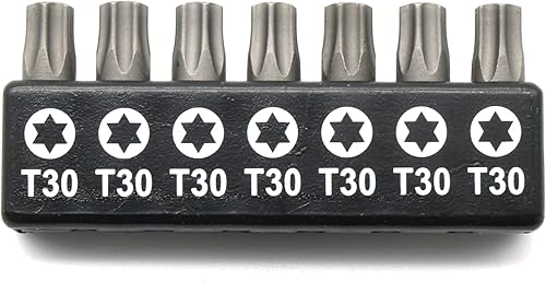 Vista 33 de 50 piezas T30 Torx Star 6 Point T-30 Impact Ready 1 pulgada de largo Destornillador Insertar Bits Hex Shank con ranura de liberación rápida Estándar