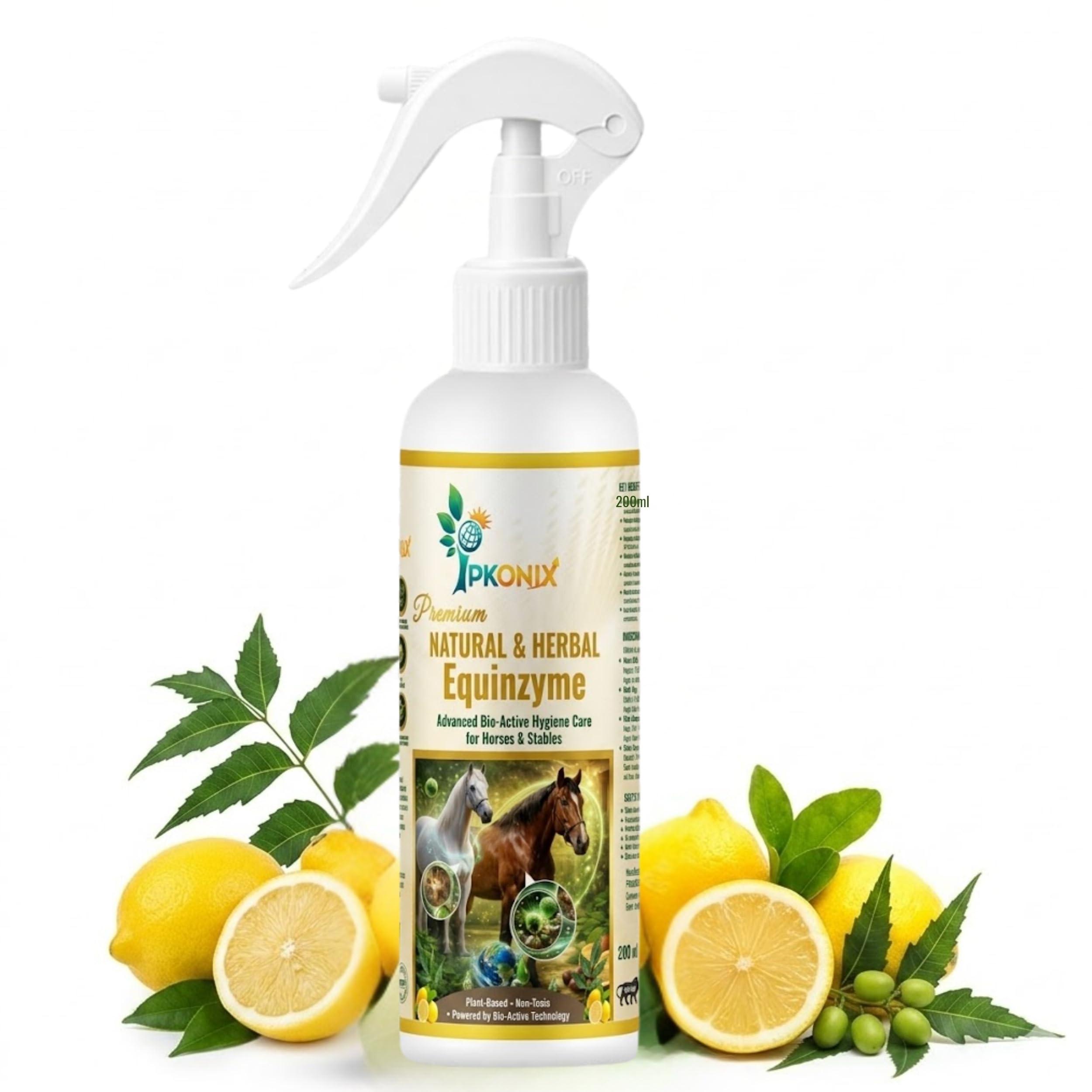 Natural & Herbal Equizyme Spray for Horses & Stables 450ml | Bio-Active Hygiene Care | Plant-Based Formula with Neem & Lemon | Odor Control, Coat Care & Stable Cleaning Solution (200 ml)-image-41