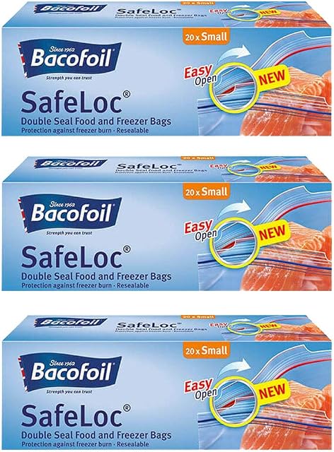 3 x Double Seal Resealable Bag 20 Small Lunch Sandwich Food Freezer