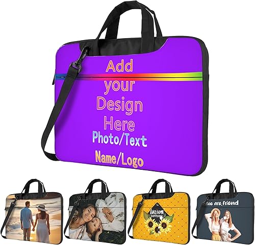 Miniatura 13 de Funda personalizada para laptop personalizada, añade tu foto, texto, maletines para portátil Púrpura 3,Negro,azul (Blue1),Blue2,Marrón,Verde