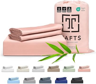 Tafts Duvet Cover King Size, 3 Piece Set, Pure 100% Viscose Derived from Bamboo, Luxuriously Soft, Silky Smooth and Cooling, 2 Pillowcases King, Pale Blush
