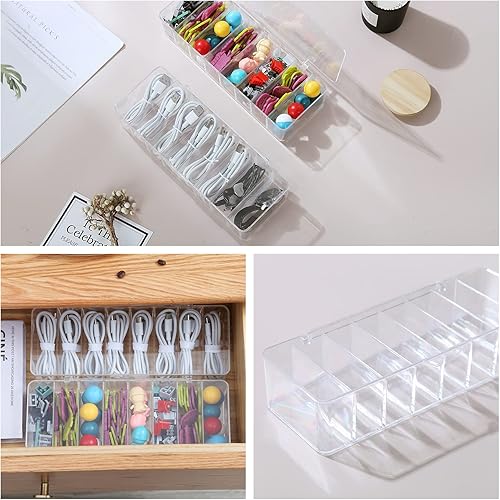 Miniatura 10 de Doitxue 1 caja organizadora de electrónica transparente, organizador de cargador acrílico de 6 capacidades, estuche organizador de cables con 1