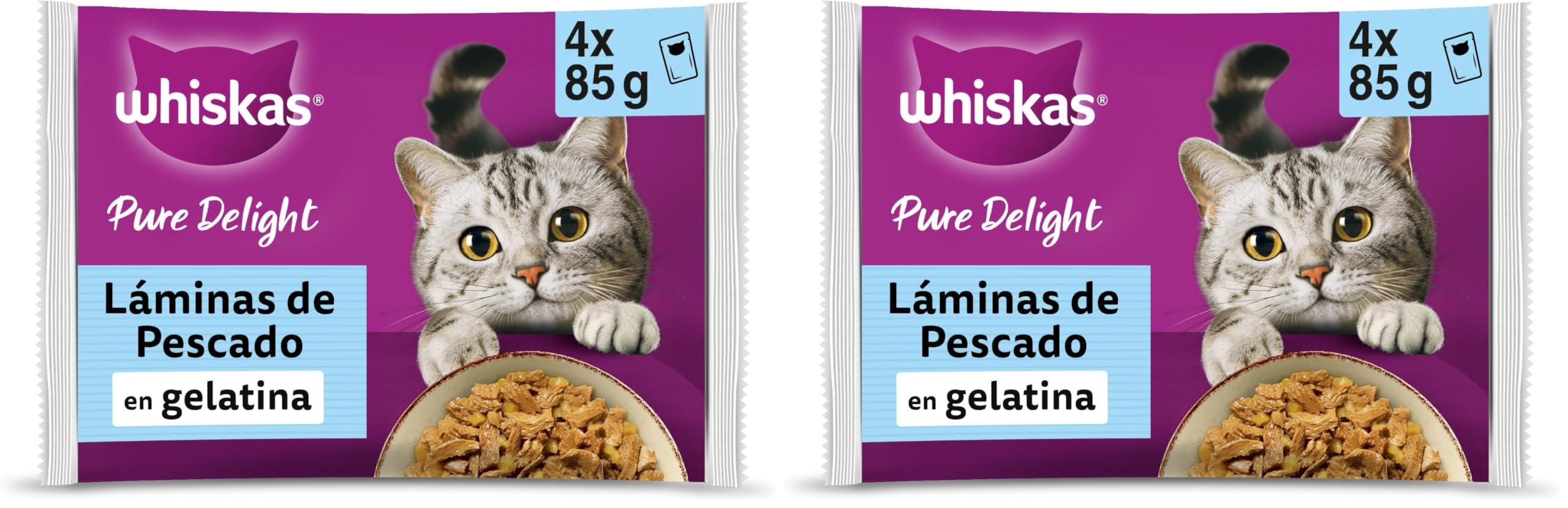 Whiskas Comida Húmeda para Gatos Adultos Selección Pescados en Gelatina en Bolsita 13x4x85g (Paquete de 2)