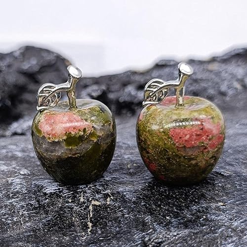 Miniatura 2 de Estatua de manzana de cristal de cuarzo, decoración de escritorio de Navidad, figura coleccionable de Feng Shui, adorno de piedras curativas para