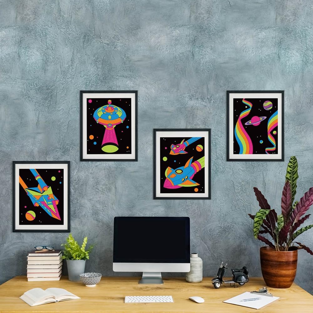DIAMOND DOTZ Neon Flock Space Diamond Painting Kits for Adults - Colorful Diamond Art Kits a Relaxing Creative Craft Kit with Dotz Gems 10x8