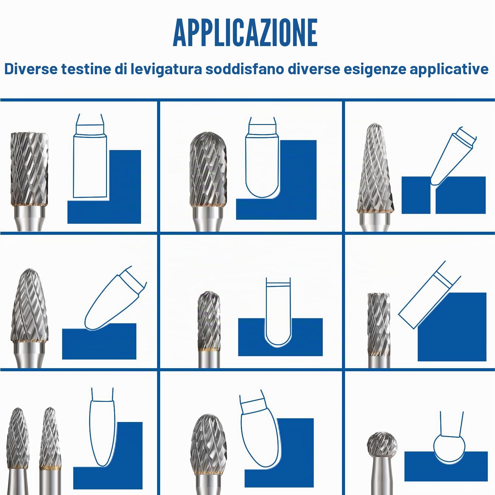Set di frese rotanti in acciaio al carburo di tungsteno a doppio taglio,10 pezzi con gambo da 6mm, per trapano smerigliatore, lucidatura dei metalli, incisione, foratura, raspa saldatura sbavatura