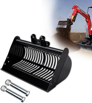 Mini Excavator Screening Skeleton Bucket Attachment, Soil Sieving Bucket with 2 Pins for Material Filtering and Sorting, Ideal for Agriculture and Construction