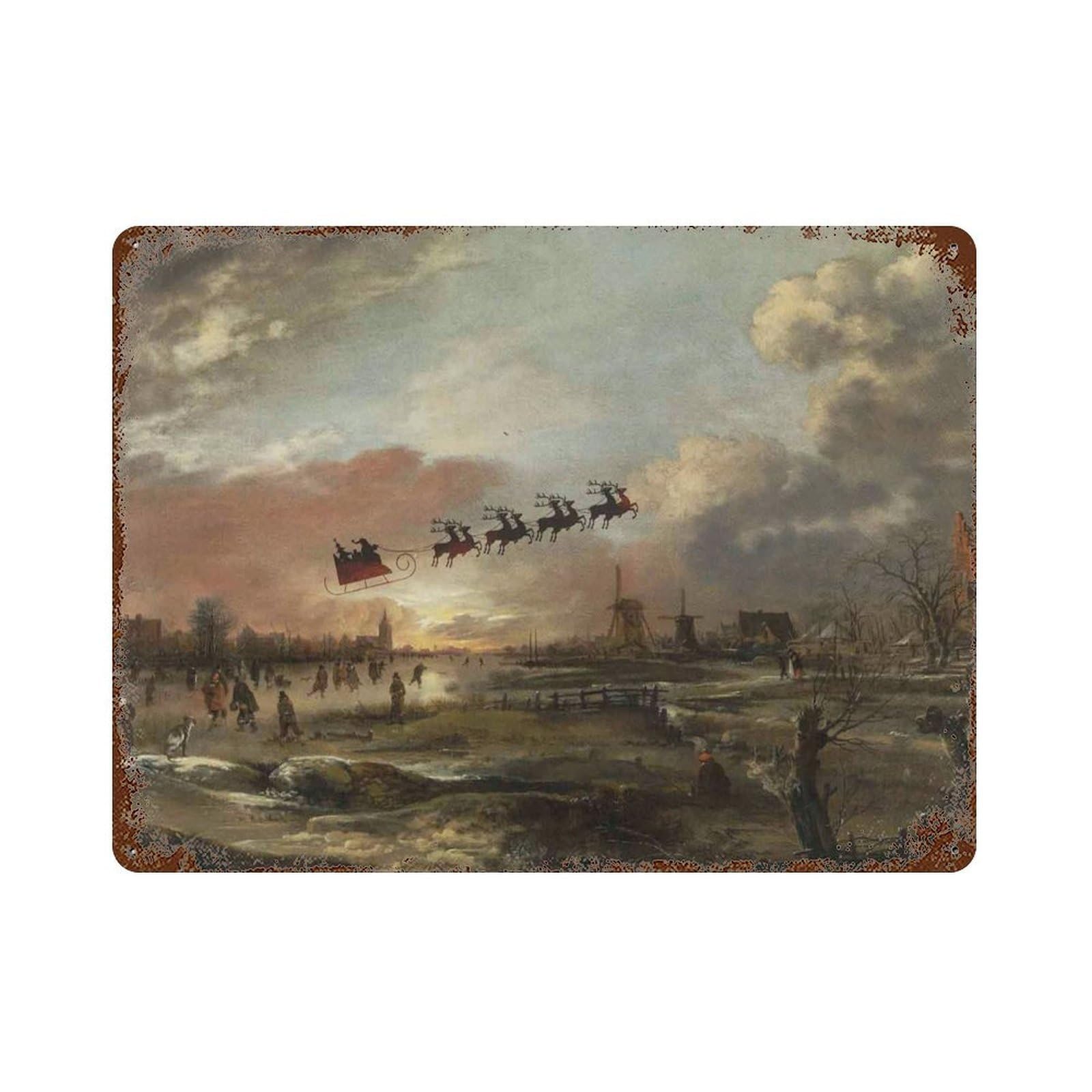 xiaoxiaoshen Vintage Santa Claus Farmhouse Style Painting, Holiday Decoration Wall Decor Art Metal Tin Poster Modern Home Decor Art Home Bar Shop Decorations Vintage Sign 30x40cm