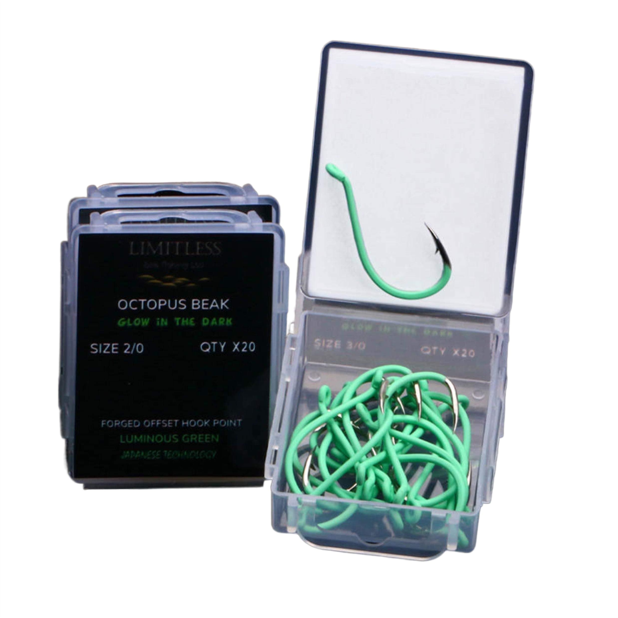 Octopus glow in the dark fishing hooks 20pk (4/0)